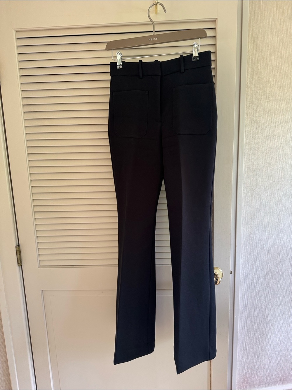 Reiss Black Boot-Cut Trousers with Patch Pockets - Picture 10 of 11